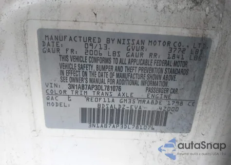 2013 Nissan Sentra Sv from USA, damaged, VIN 3N1AB7AP3DL781076